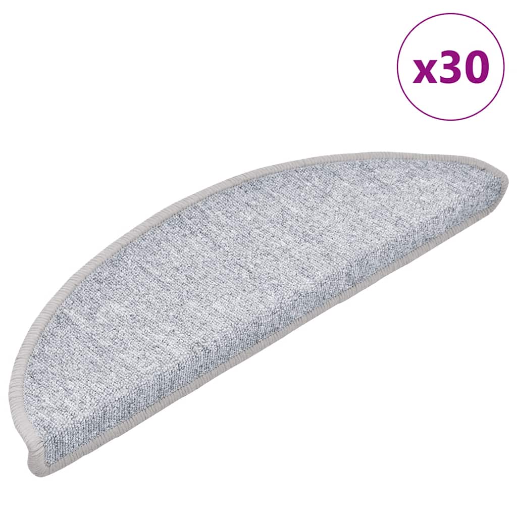 Vidaxx tapis d'escalier 30 pcs 56x17x3 cm gris clair semi-circulaire