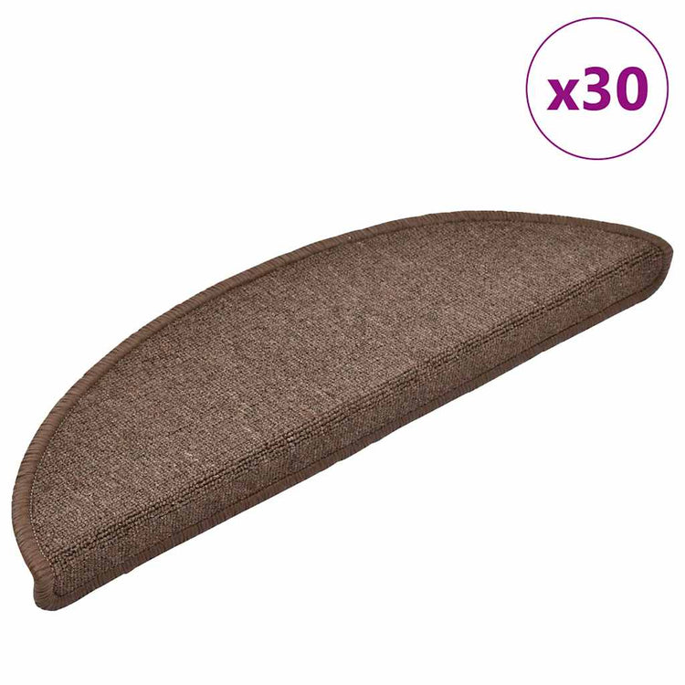 Vidaxx tapis d'escalier 30 pcs 56x17x3 cm marron café semi-circulaire