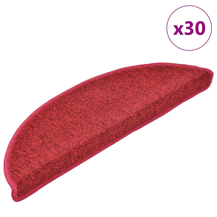 VidaXL tapis d'escalier 30 pcs 56x17x3 cm rouge semi-circulaire