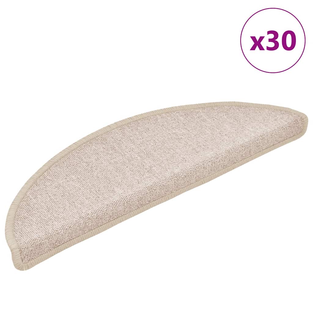 Vidaxx tapis d'escalier 30 pcs 56x17x3 cm taupe semi-circulaire