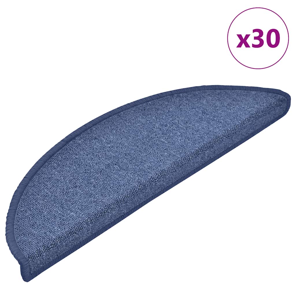 Vidaxx tapis d'escalier 30 pcs 56x17x3 cm bleu semi-circulaire