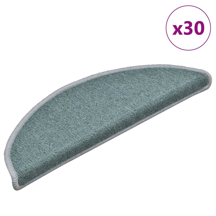 Vidaxx tapis d'escalier 30 pcs 56x17x3 cm bleu mer semi-circulaire