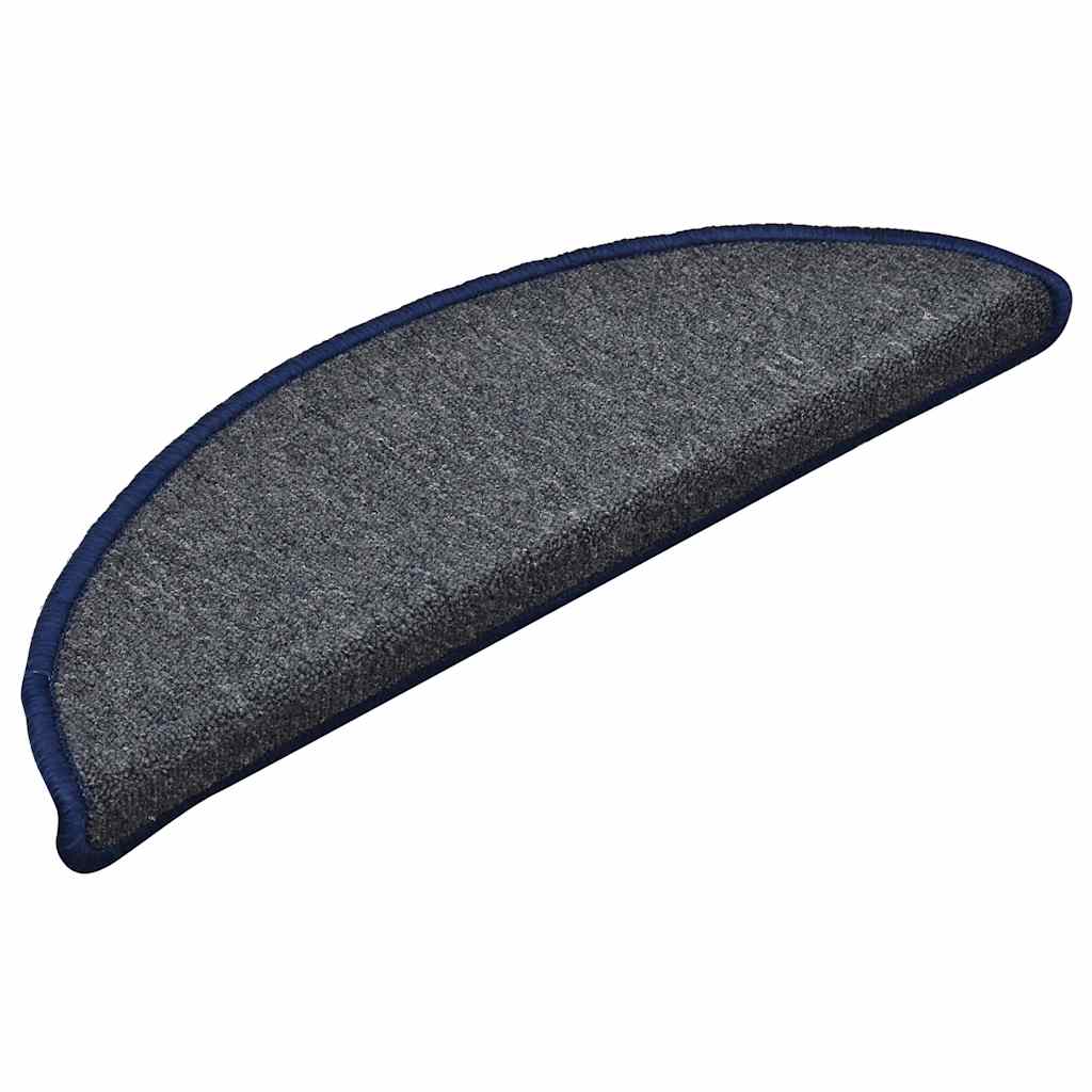 VidaXL tapis d'escalier 30 pcs 56x17x3 cm gris foncé et bleu semi-circulaire