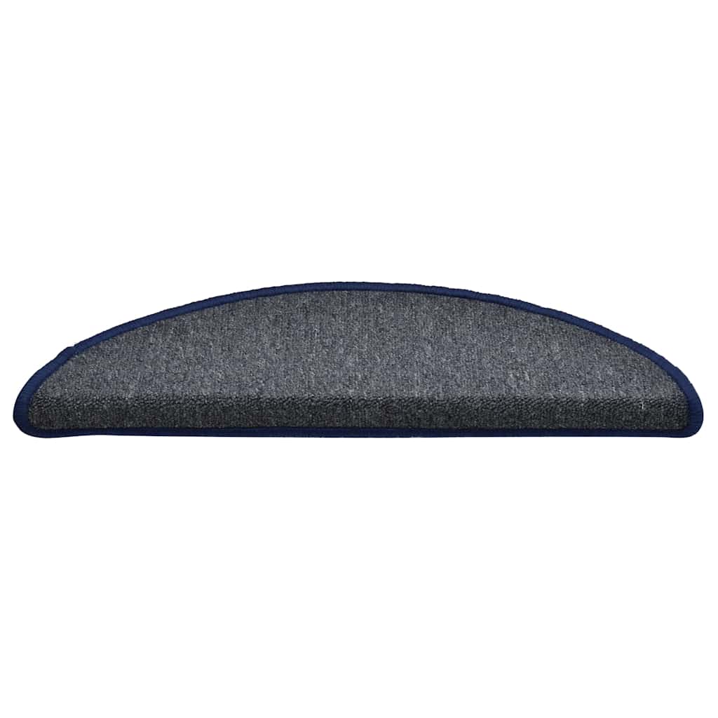 VidaXL tapis d'escalier 30 pcs 56x17x3 cm gris foncé et bleu semi-circulaire