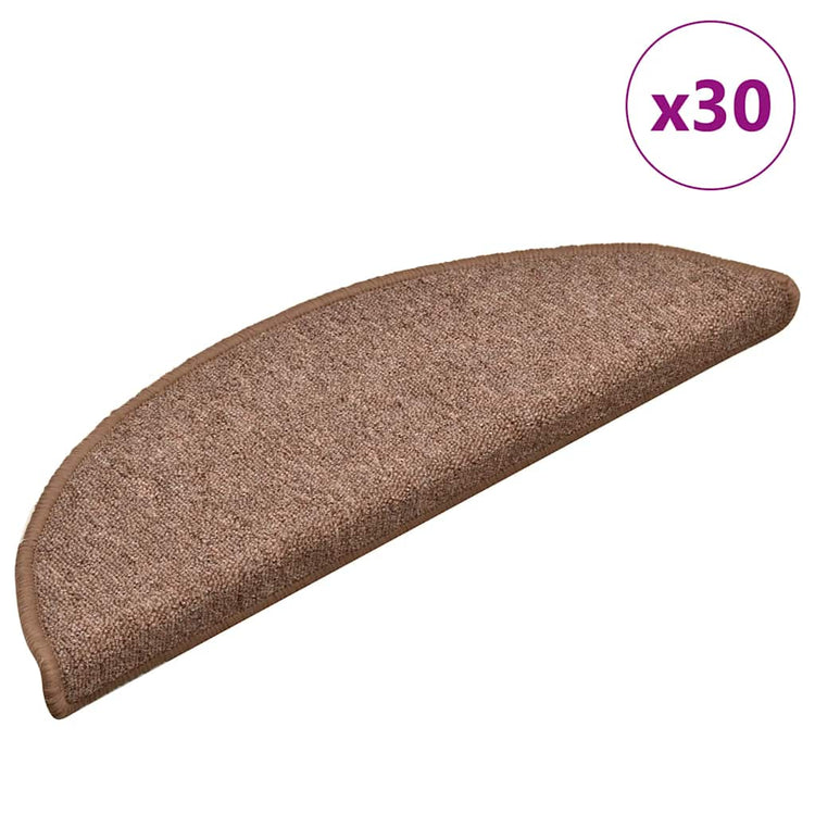 VidaXL tapis d'escalier 30 pcs 56x17x3 cm marron semi-circulaire