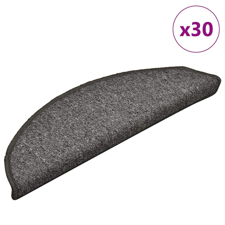VidaXL tapis d'escalier 30 pcs 56x17x3 cm gris foncé semi-circulaire