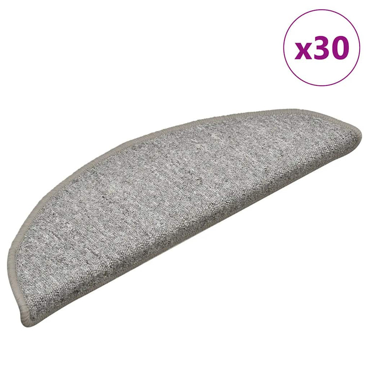 Vidaxx tapis d'escalier 30 pcs 56x17x3 cm gris clair semi-circulaire