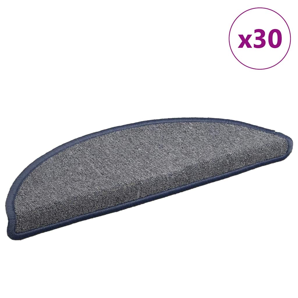 Vidaxx tapis d'escalier 30 pcs 56x17x3 cm gris clair et bleu semi-circulaire