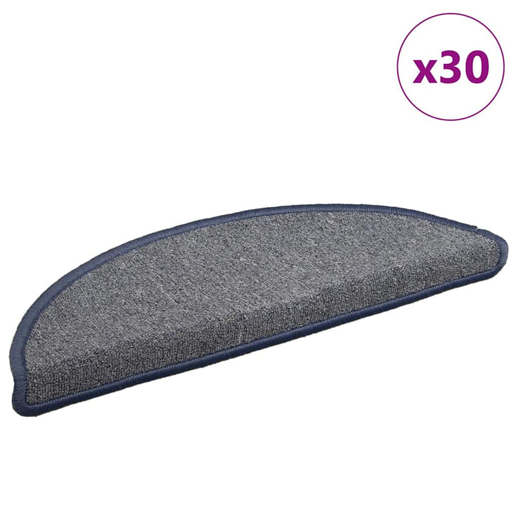 Vidaxx tapis d'escalier 30 pcs 56x17x3 cm gris clair et bleu semi-circulaire