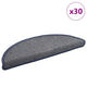 Vidaxx tapis d'escalier 30 pcs 56x17x3 cm gris clair et bleu semi-circulaire