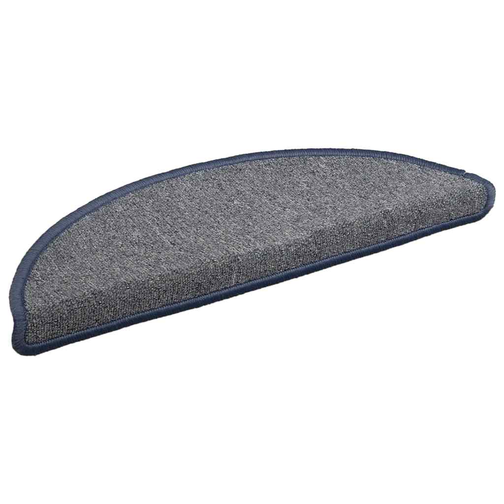 Vidaxx tapis d'escalier 30 pcs 56x17x3 cm gris clair et bleu semi-circulaire