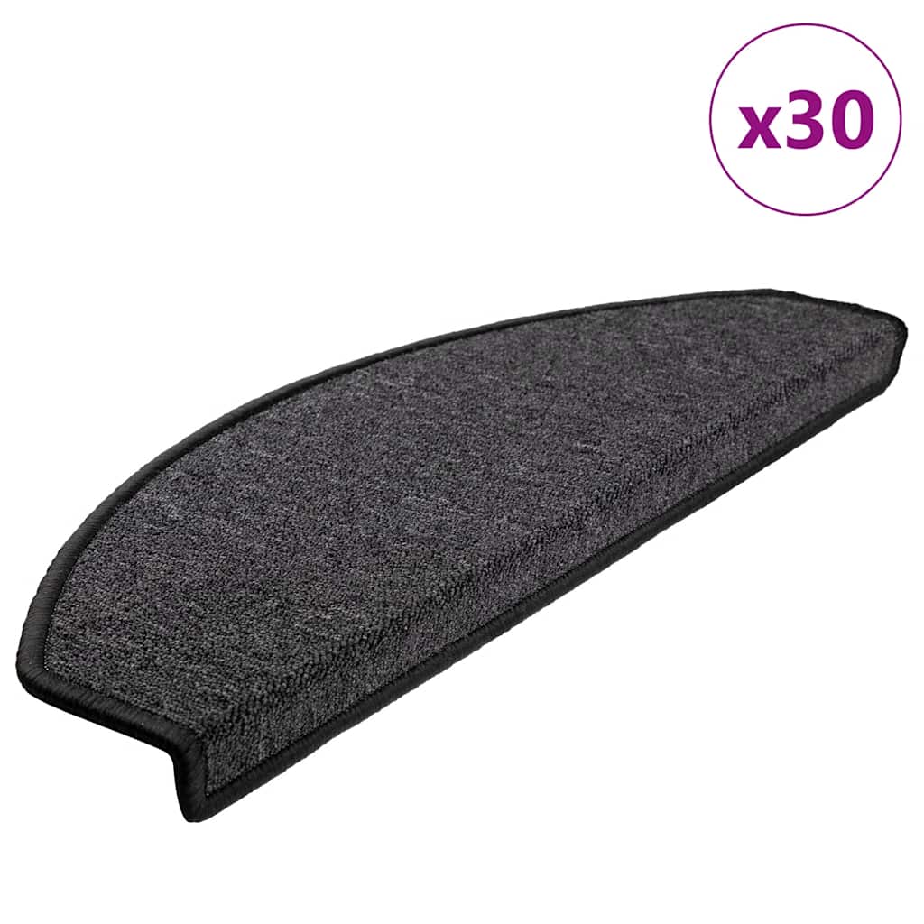Vidaxx tapis d'escalier 30 pièces 65x24x4 cm anthracite semi-circulaire grand
