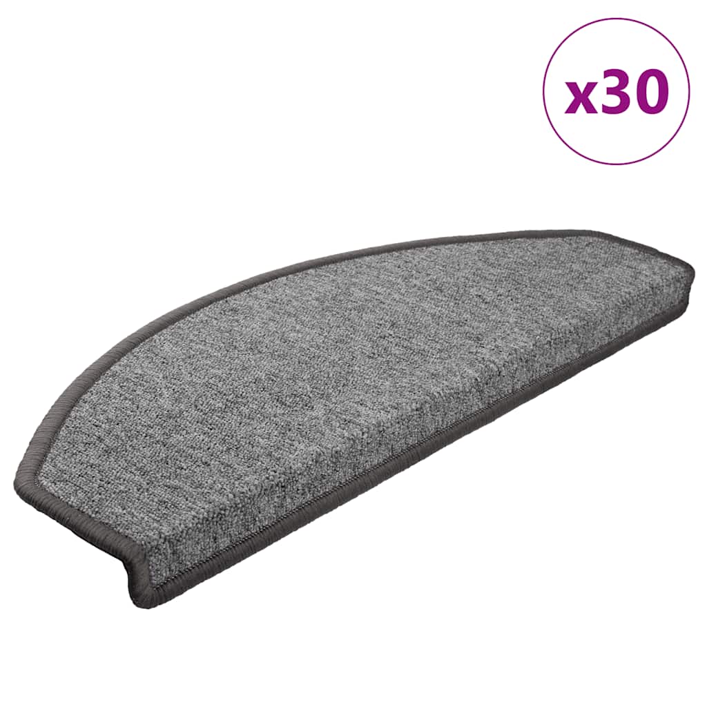 Vidaxx tapis d'escalier 30 pcs 65x24x4 cm gris foncé semi-circulaire grand