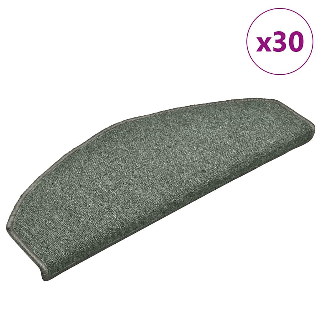 Vidaxx tapis d'escalier 30 pcs 65x24x4 cm vert foncé semi-circulaire grand