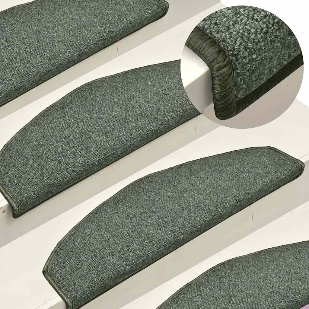 Vidaxx tapis d'escalier 30 pcs 65x24x4 cm vert foncé semi-circulaire grand