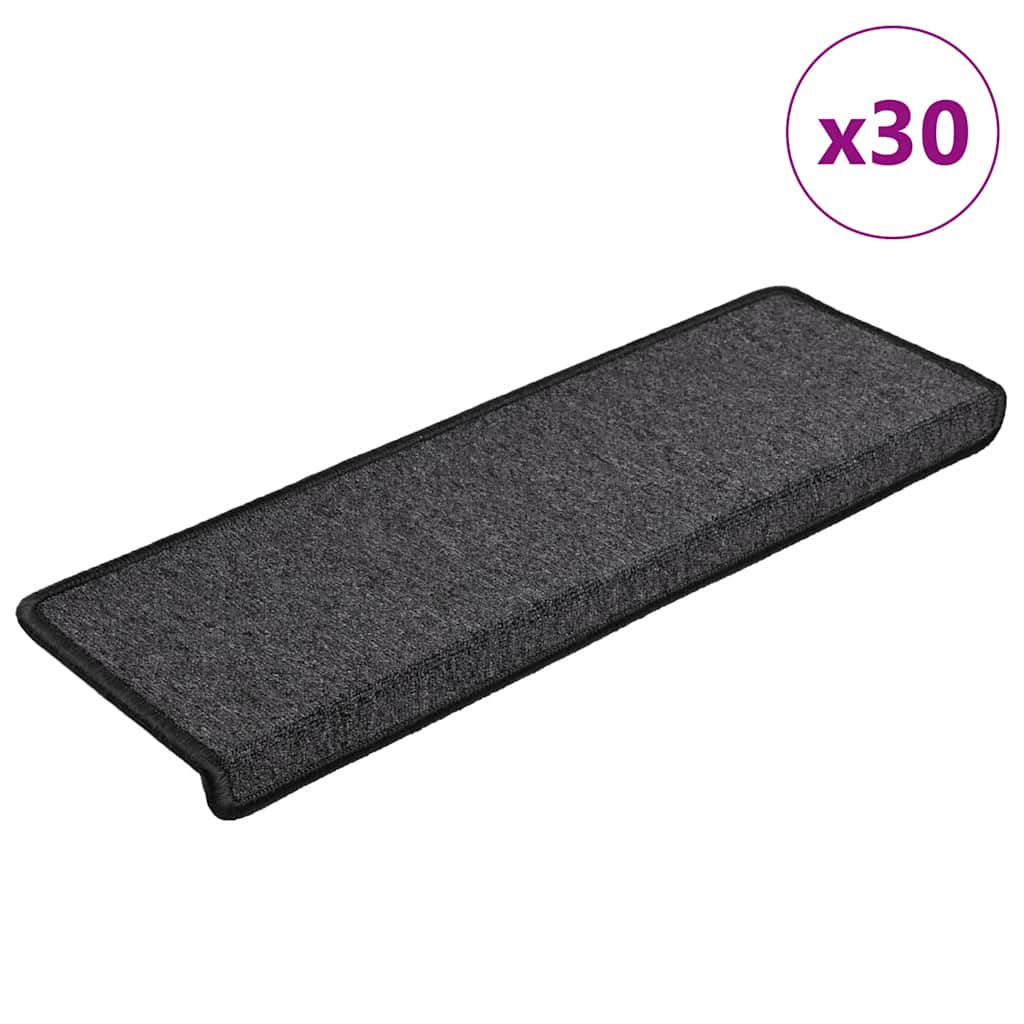 VidaXL tapis d'escalier 30 pcs 65x21x4 cm bord rectangulaire anthracite