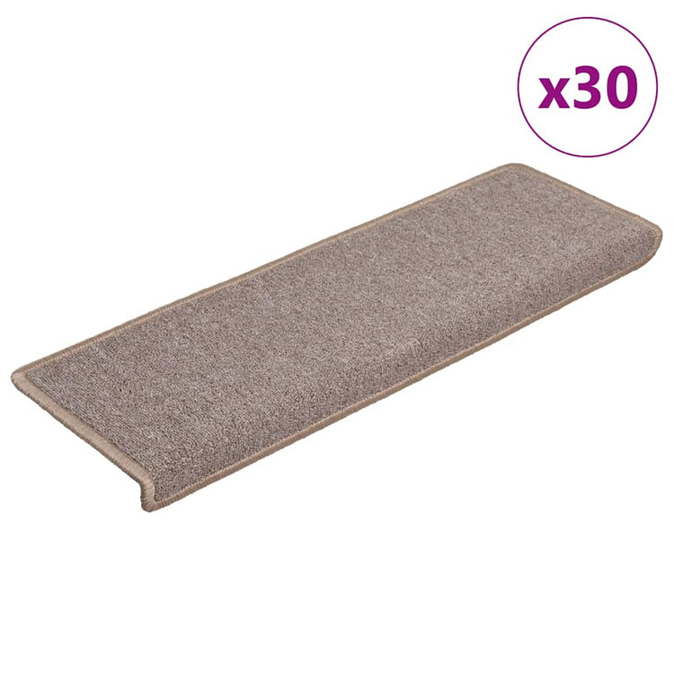 Vidaxx tapis d'escalier 30 pcs 65x21x4 cm marron clair avec bord rectangulaire