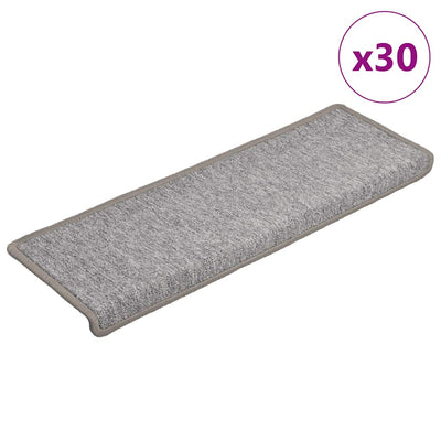 VidaXL tapis d'escalier 30 pcs 65x21x4 cm gris clair avec bord rectangulaire