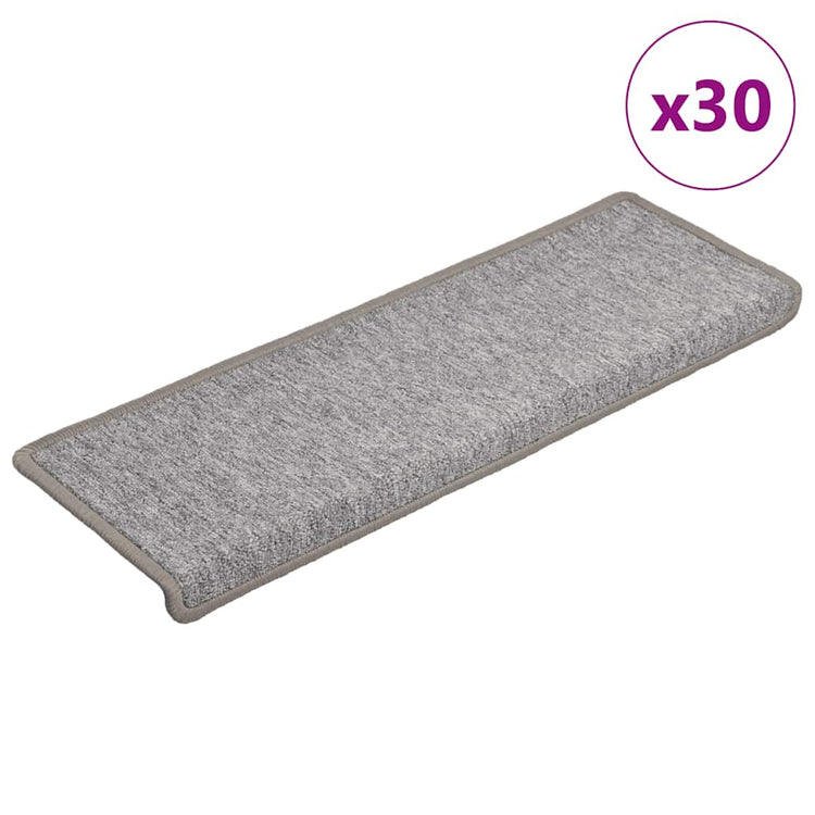 VidaXL tapis d'escalier 30 pcs 65x21x4 cm gris clair avec bord rectangulaire