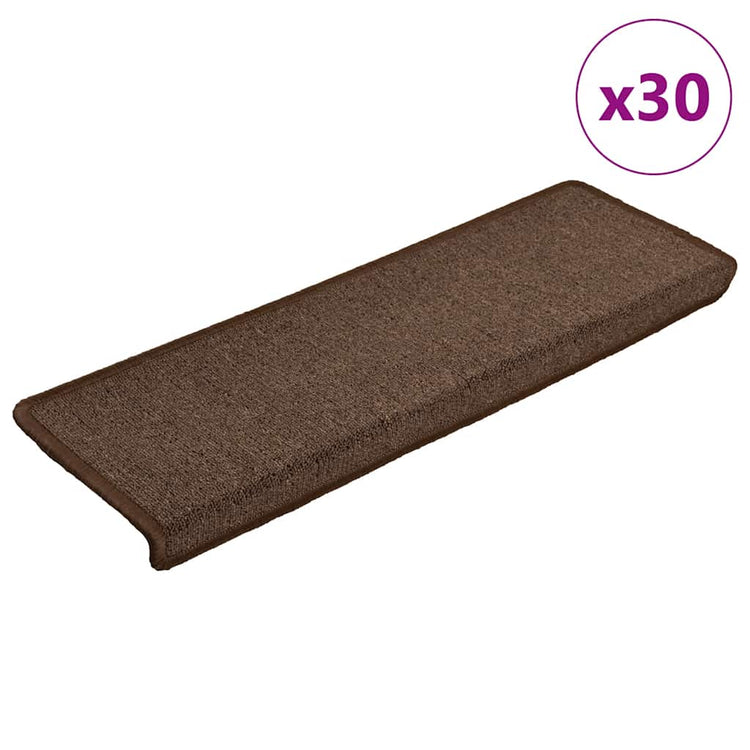 VidaXL tapis d'escalier 30 pcs 65x21x4 cm bord rectangulaire marron café