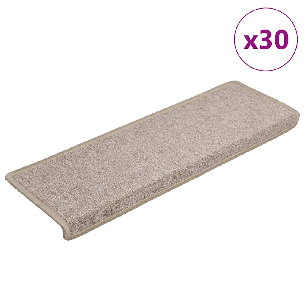 Vidaxx tapis d'escalier 30 pcs 65x21x4 cm bord rectangulaire taupe