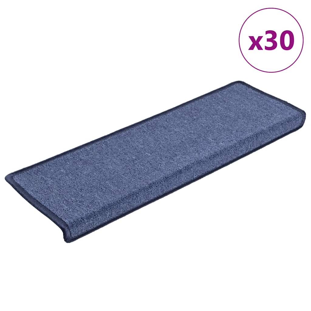 VidaXL tapis d'escalier 30 pcs 65x21x4 cm bord rectangulaire bleu