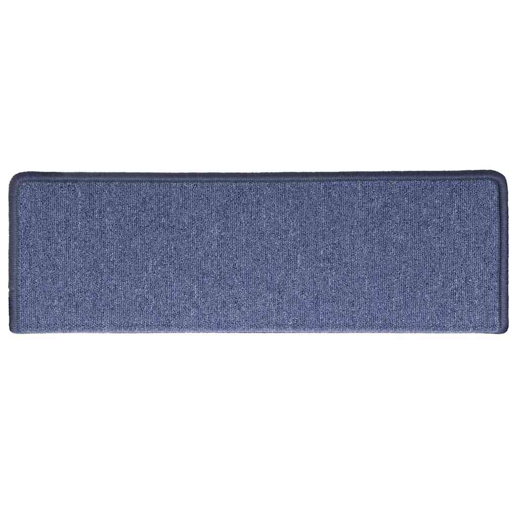 VidaXL tapis d'escalier 30 pcs 65x21x4 cm bord rectangulaire bleu