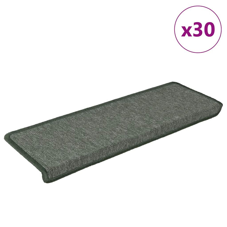 Vidaxx tapis d'escalier 30 pcs 65x21x4 cm bord rectangulaire vert foncé