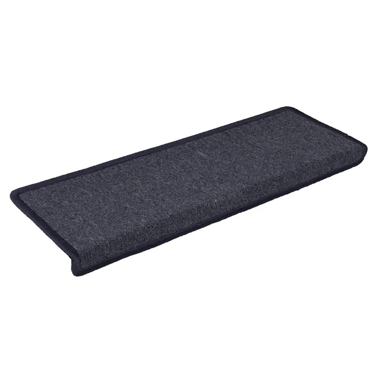 Vidaxx tapis d'escalier 30 pcs 65x21x4 cm gris foncé et bleu avec bord rectangulaire