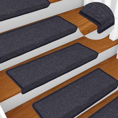 Vidaxx tapis d'escalier 30 pcs 65x21x4 cm gris foncé et bleu avec bord rectangulaire