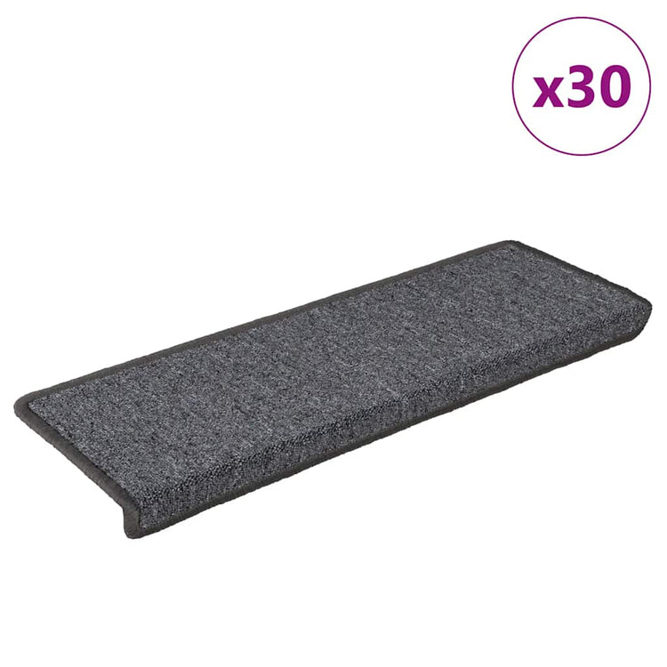Vidaxxl tapis d'escalier 30 pcs 65x21x4 cm bord rectangulaire gris foncé