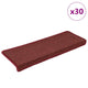 Vidaxx tapis d'escalier 30 pcs 65x21x4 cm bord rectangulaire bordeaux