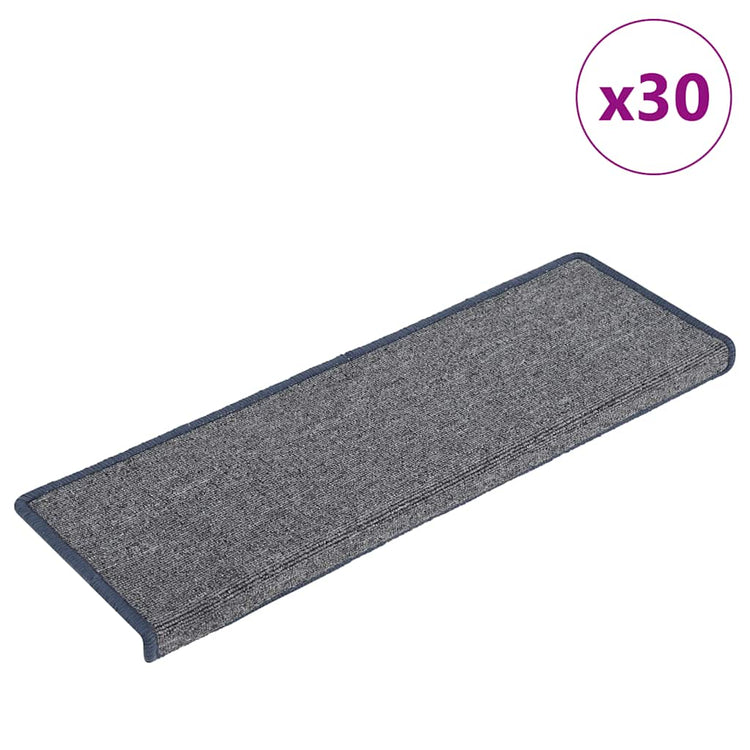 VidaXL tapis d'escalier 30 pcs 65x21x4 cm gris clair et bleu avec bord rectangulaire