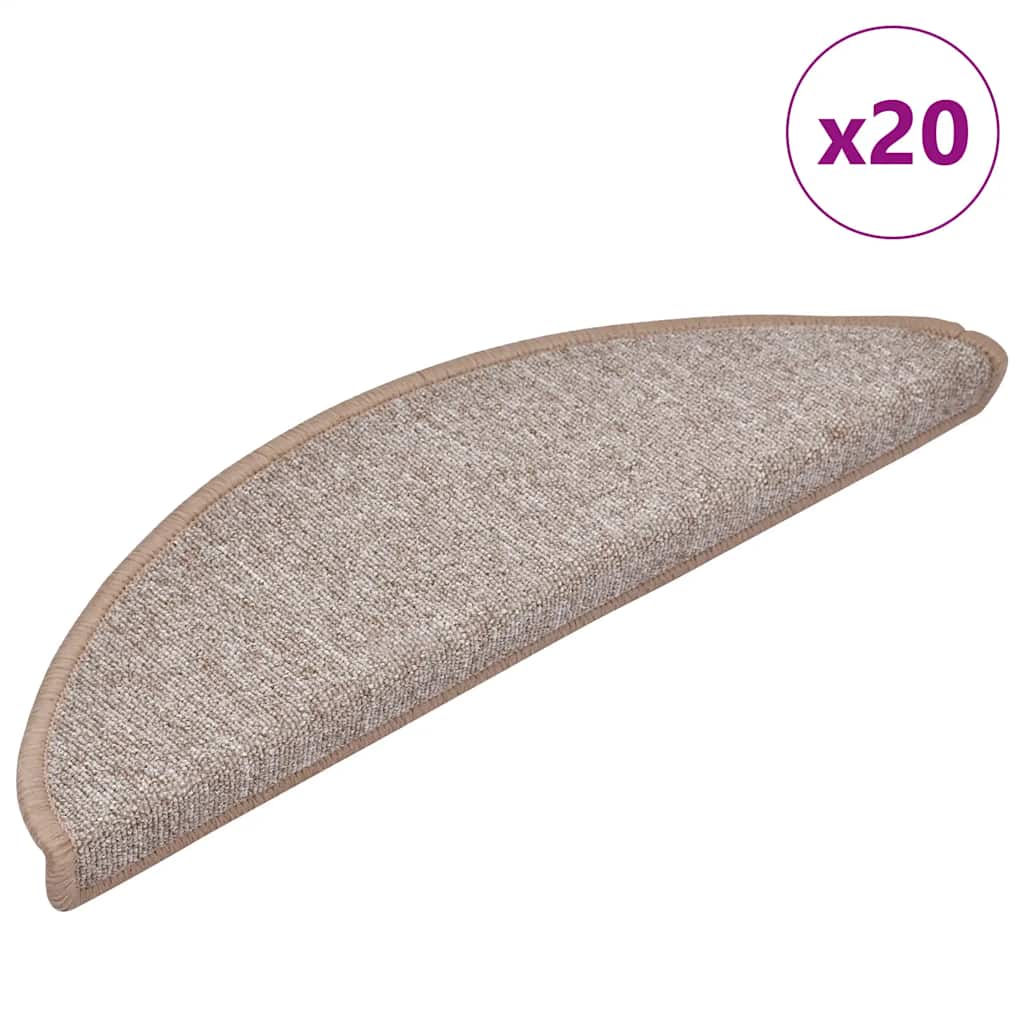 Vidaxx tapis d'escalier 20 pcs 56x17x3 cm marron clair semi-circulaire