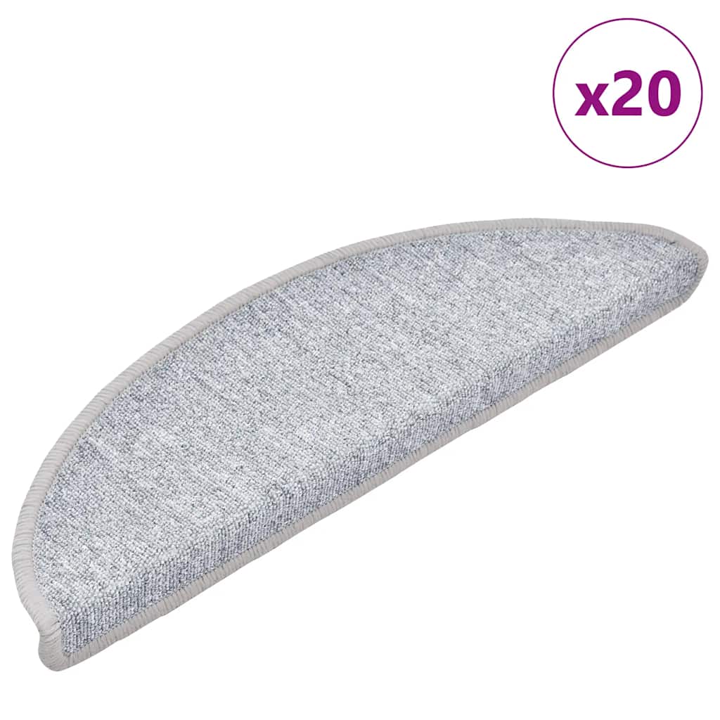 VidaXL tapis d'escalier 20 pcs 56x17x3 cm gris clair semi-circulaire
