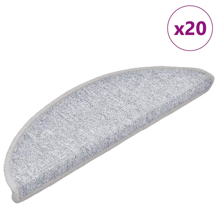 VidaXL tapis d'escalier 20 pcs 56x17x3 cm gris clair semi-circulaire