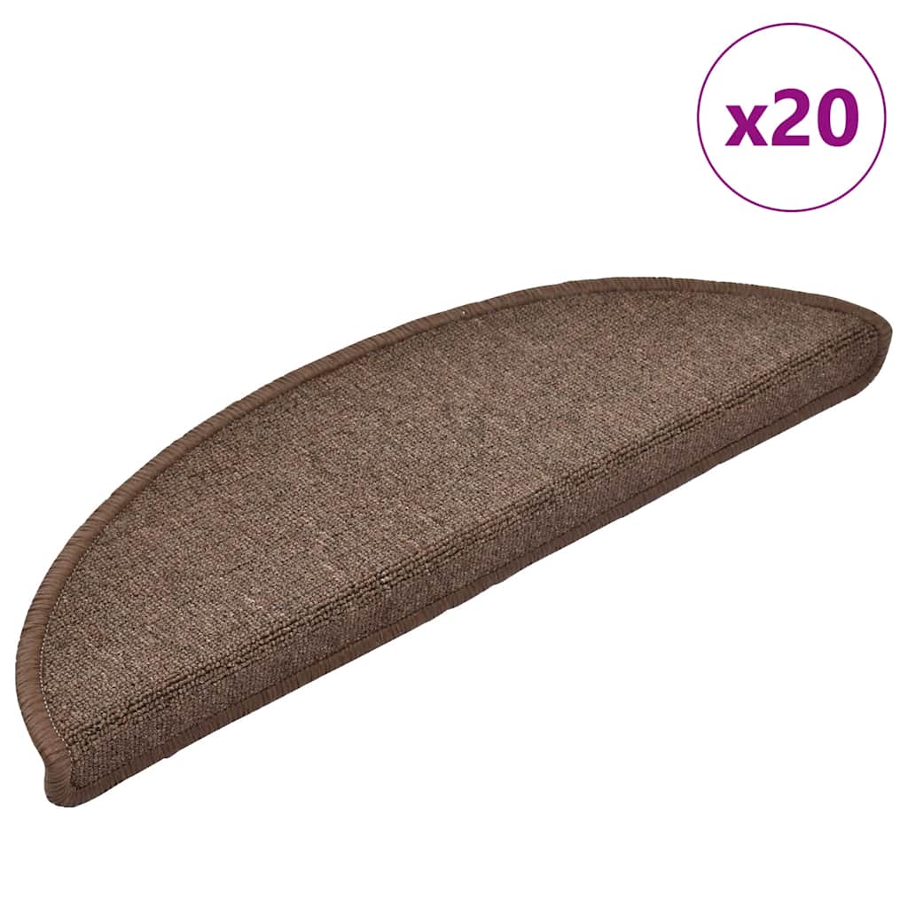 Vidaxx tapis d'escalier 20 pcs 56x17x3 cm marron café semi-circulaire