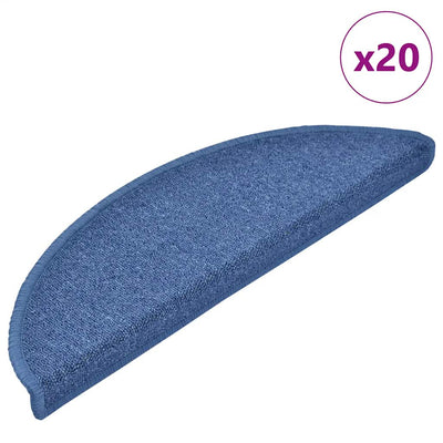 VidaXL tapis d'escalier 20 pcs 56x17x3 cm bleu semi-circulaire