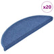 VidaXL tapis d'escalier 20 pcs 56x17x3 cm bleu semi-circulaire