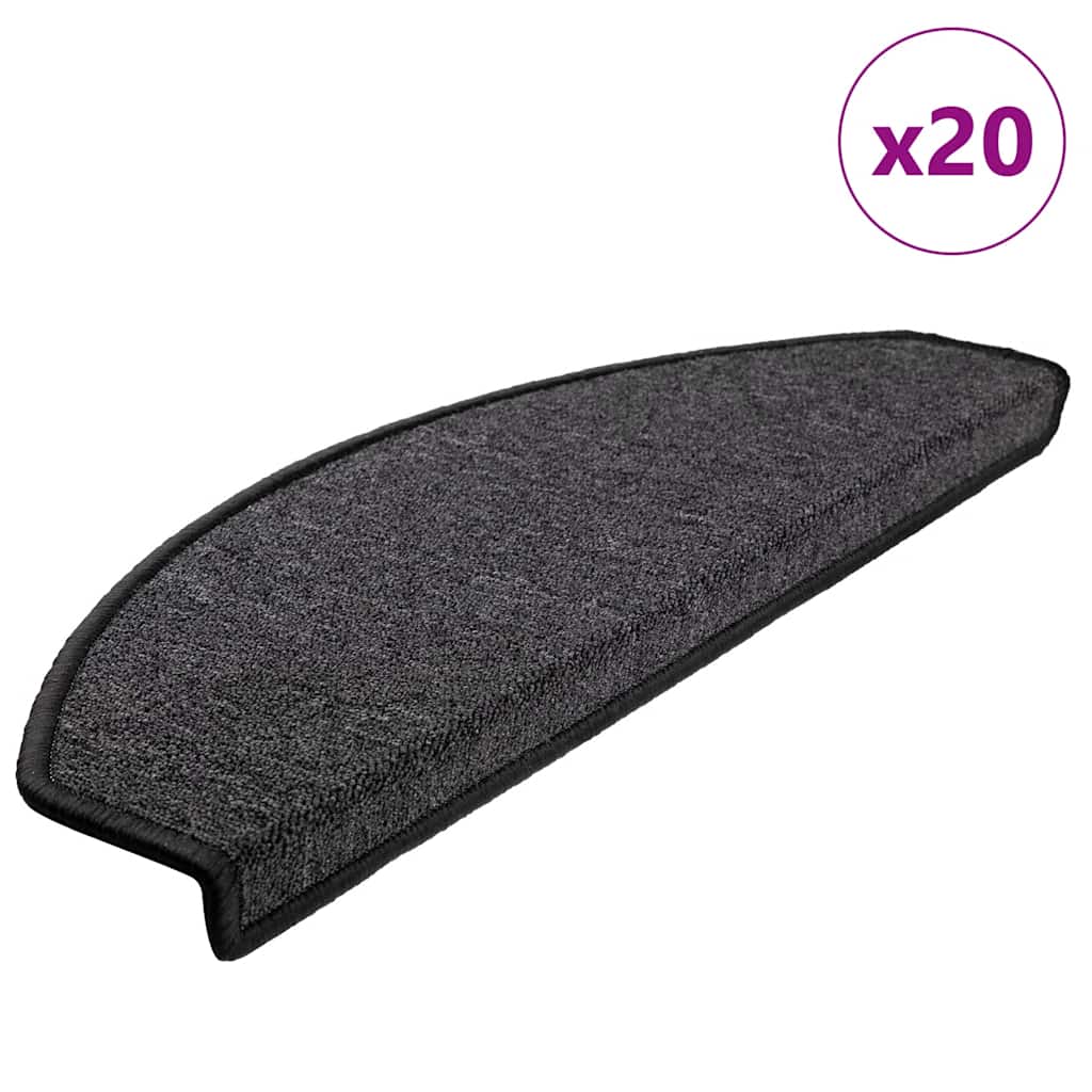 VidaXL tapis d'escalier 20 pcs 65x24x4 cm anthracite semi-circulaire grand