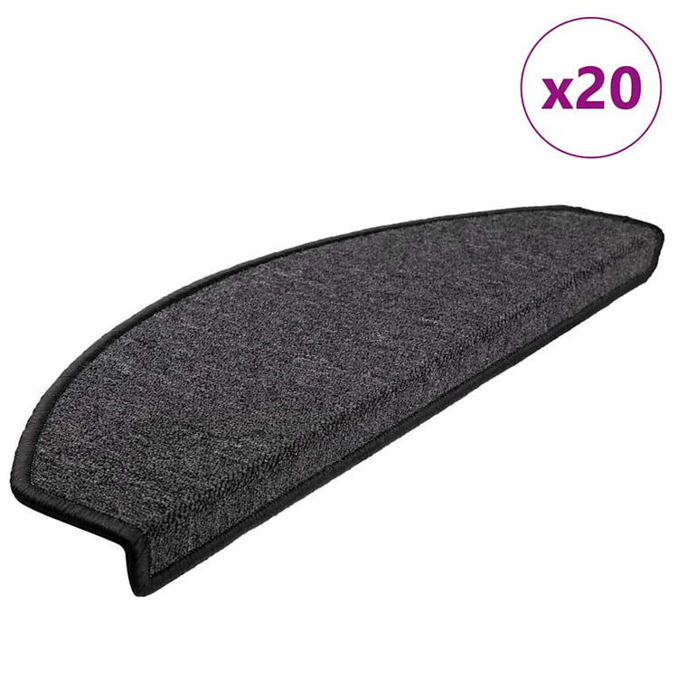 VidaXL tapis d'escalier 20 pcs 65x24x4 cm anthracite semi-circulaire grand