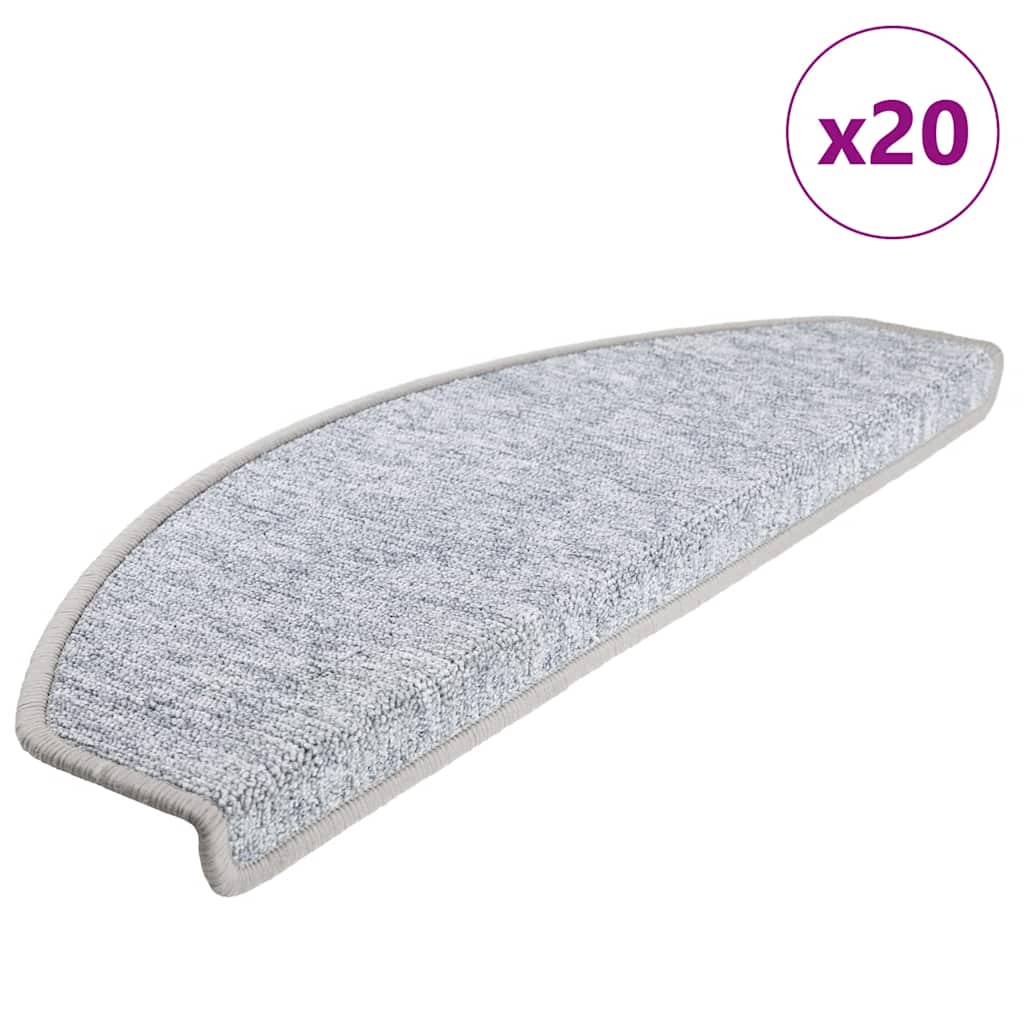 Vidaxx tapis d'escalier 20 pcs 65x24x4 cm gris clair semi-circulaire grand