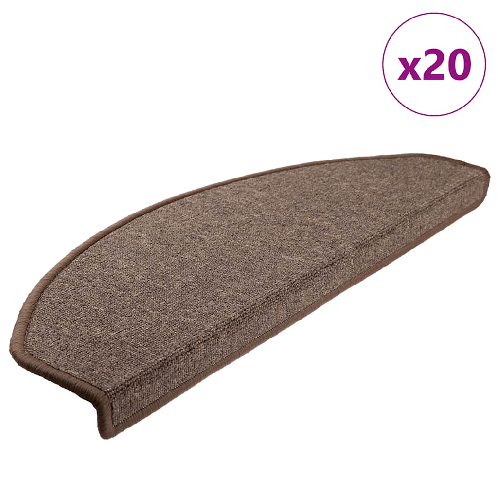 VidaXL tapis d'escalier 20 pcs 65x24x4 cm marron café semi-circulaire grand