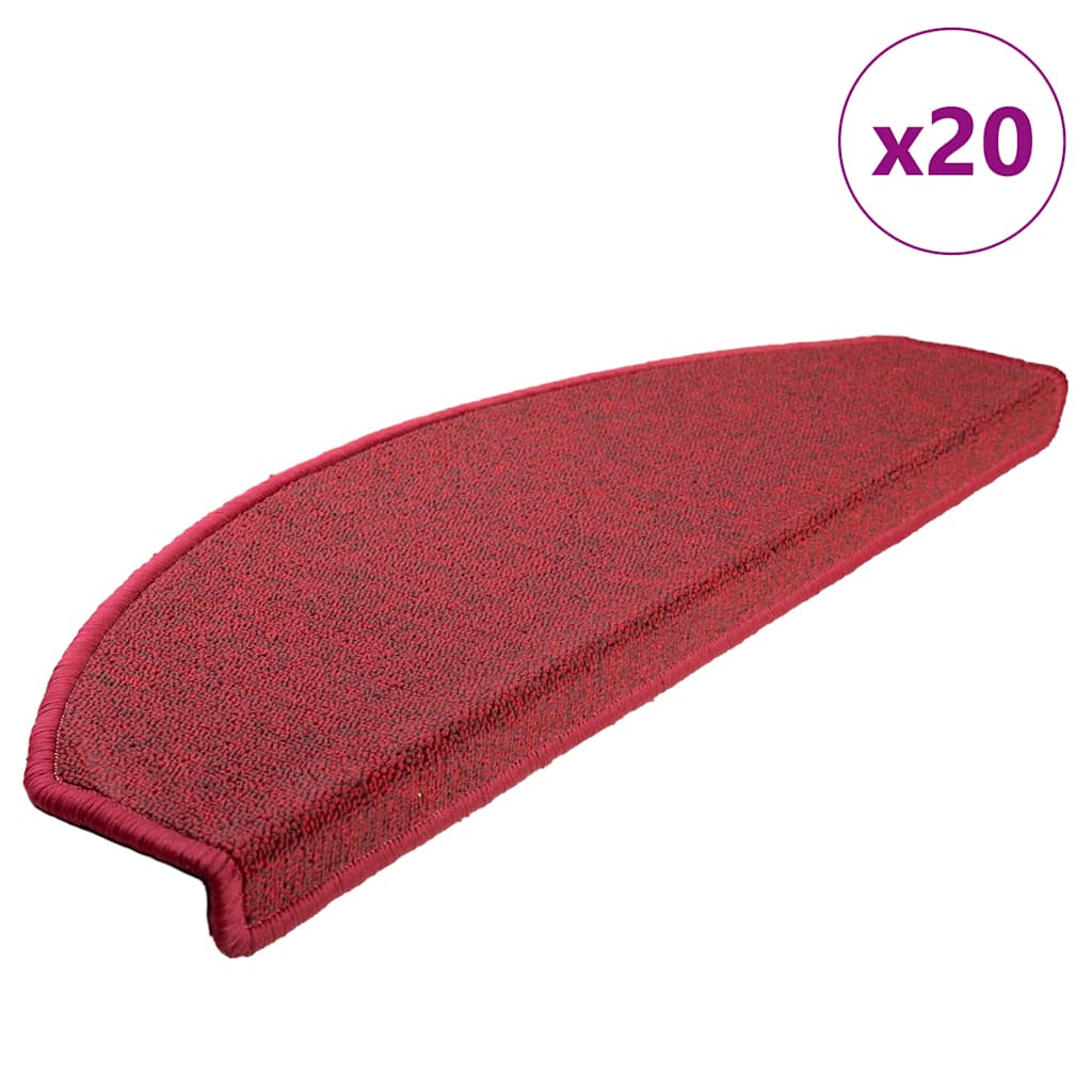 Vidaxx tapis d'escalier 20 pcs 65x24x4 cm rouge semi-circulaire grand