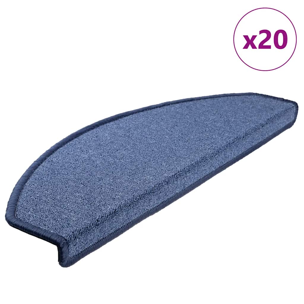 Vidaxx tapis d'escalier 20 pcs 65x24x4 cm bleu semi-circulaire grand