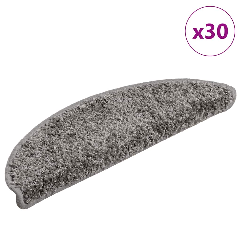 VidaXL tapis d'escalier 30 pcs 56x17x3 cm gris semi-circulaire