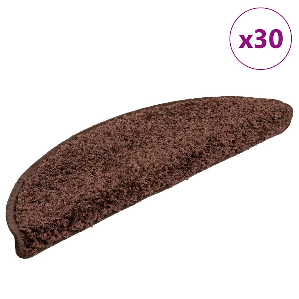 VidaXL tapis d'escalier 30 pcs 56x17x3 cm marron semi-circulaire