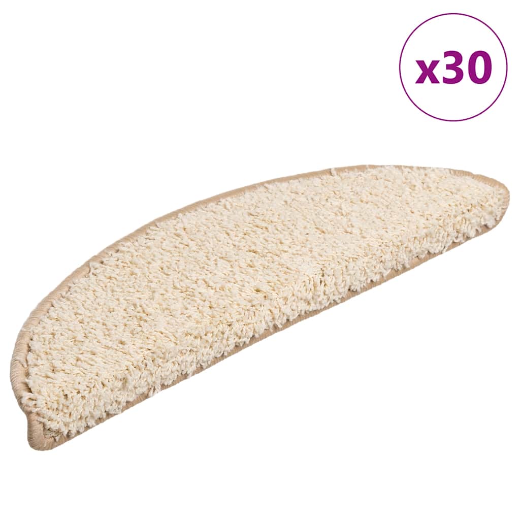 Vidaxx tapis d'escalier 30 pcs 56x17x3 cm crème semi-circulaire