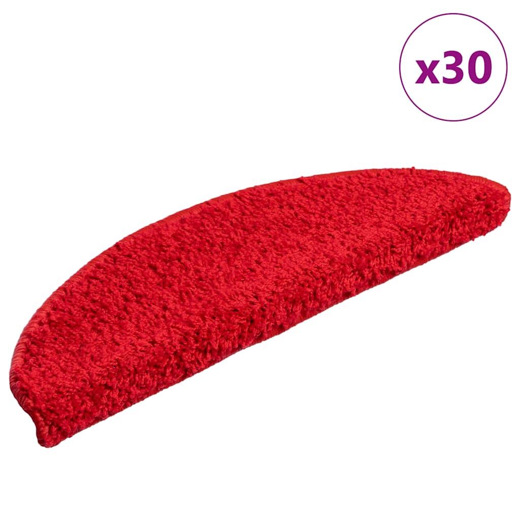 VidaXL tapis d'escalier 30 pcs 56x17x3 cm rouge semi-circulaire