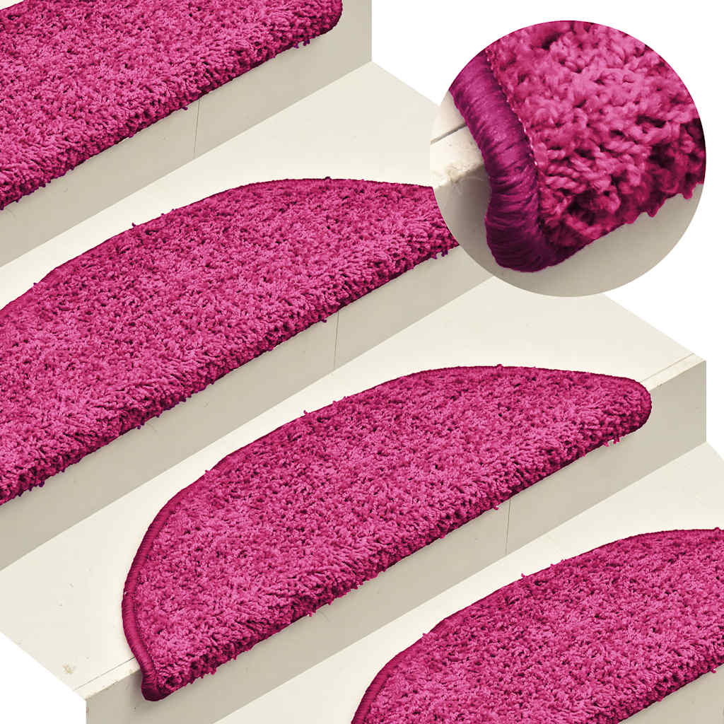 Vidaxx tapis d'escalier 30 pcs 56x17x3 cm rose semi-circulaire